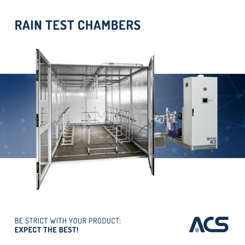 camere climatiche ACS per prove di pioggia ideali per industria packaging